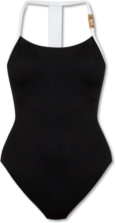 Moschino Zwart-witte badpak met uitsnijdingen Black Dames