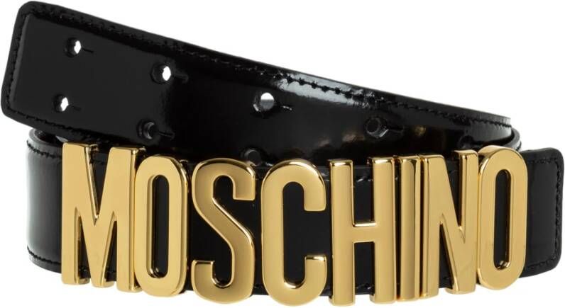 Moschino Luxe Zwarte Leren Riem voor Mannen en Vrouwen Black Heren