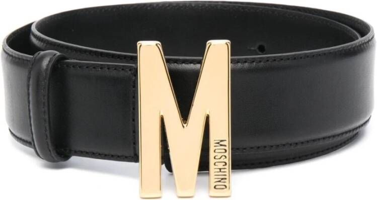 Moschino Elegante Leren Riem met Iconische M-Logo Gesp Black Dames