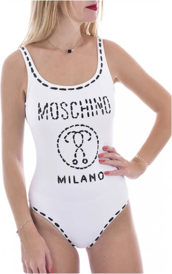 Moschino Logo Print Badpak White Dames