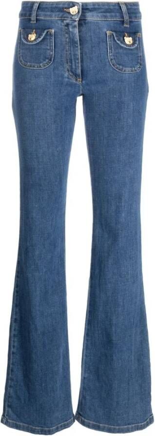 Moschino Stijlvolle Flared Mid-Rise Jeans Blue Dames