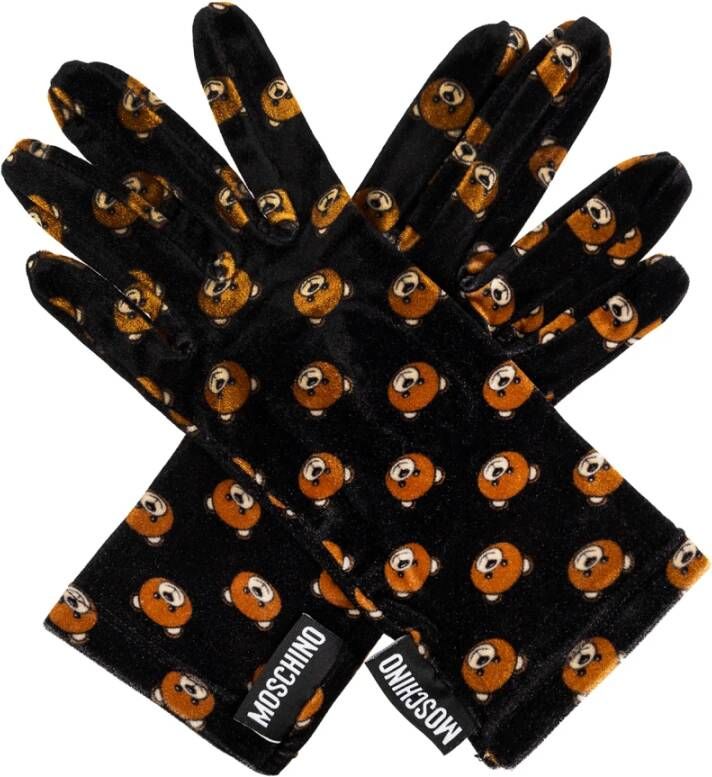 Moschino Gebloemde handschoenen Zwart Dames