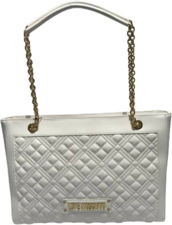 Moschino Gewatteerde witte Love shoppingtas van ecologisch leer White Dames