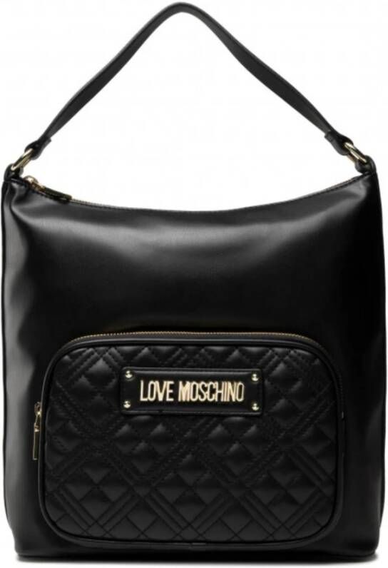 Moschino Gewatteerde Zwarte Eco Leren Love Shopping Tas Zwart