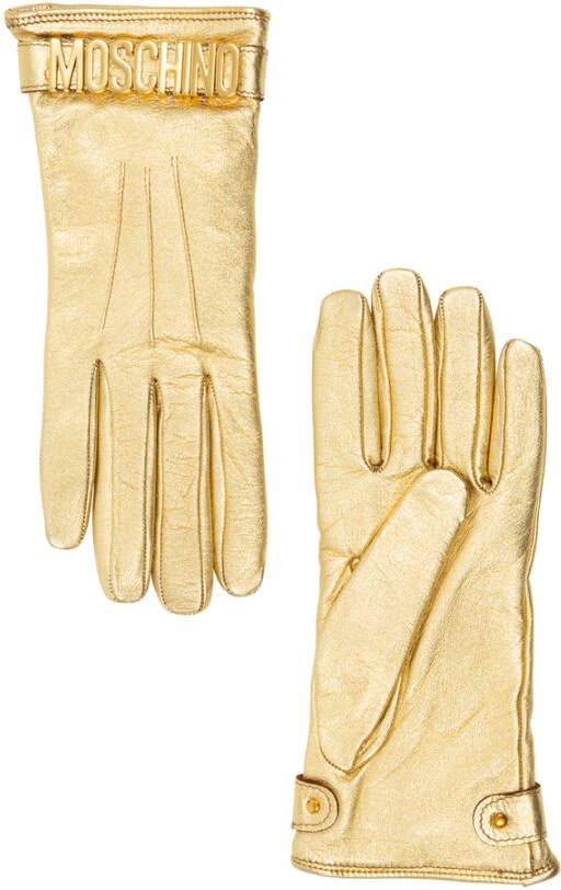 Moschino Effen Logo Handschoenen Yellow Dames