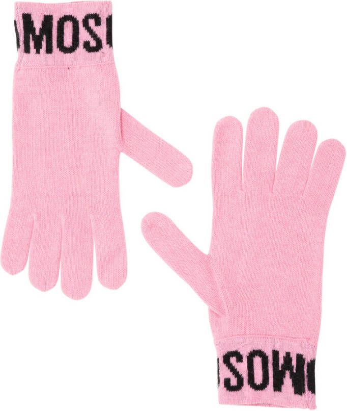 Moschino Luxe Wolblend Handschoenen Pink Dames