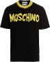 Moschino Handgeschilderde Logo Print T-Shirt Zwart Black Heren - Thumbnail 1