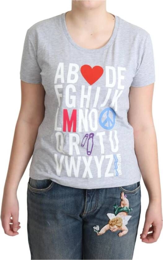 Moschino Grijze Katoenen Alfabet Letter Print T-shirt Grijs Dames