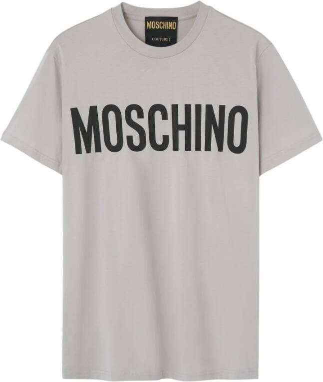 Moschino Katoenen T-shirt met logo print Grijs Gray Heren