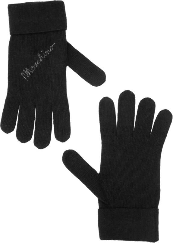 Moschino Effen Logo Handschoenen Black Dames