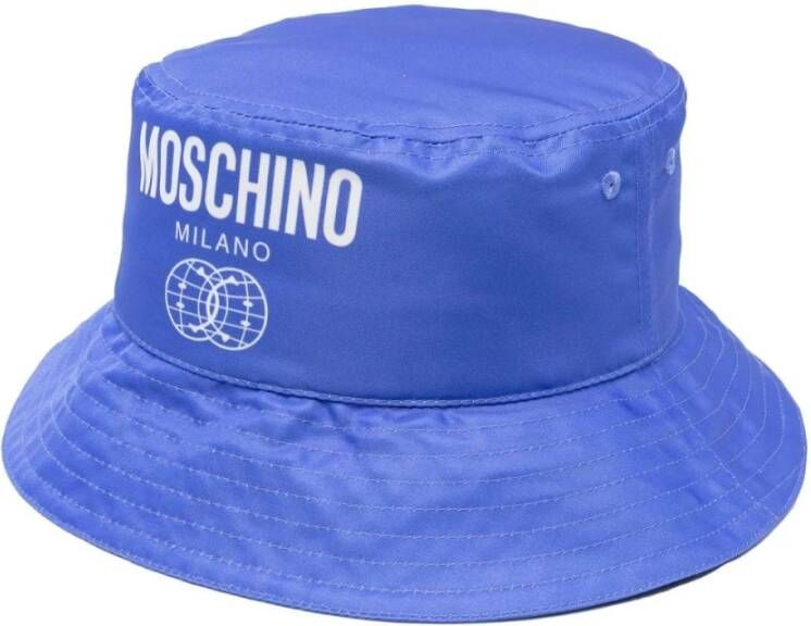 Moschino Logo-Print Emmerhoed voor Mannen Blue Heren