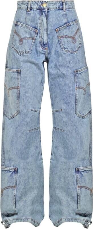 Moschino Hoge Taille Vintage Cargo Jeans Blauw Dames