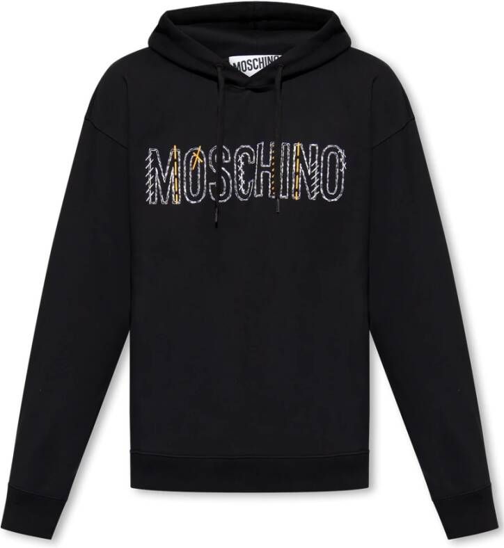 Moschino Hoodie met logo Zwart Heren