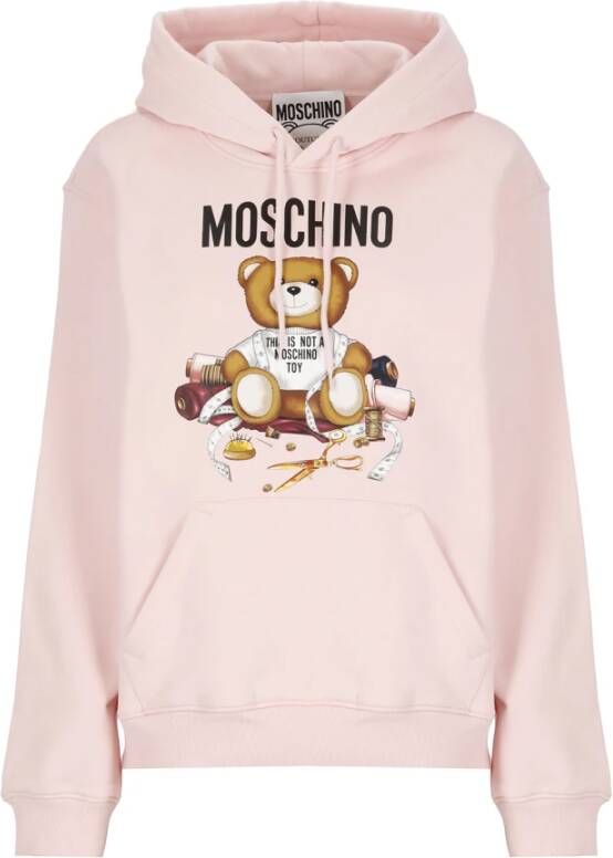 Moschino Roze Katoenen Hoodie met Contrasterende Logo Print Pink Dames