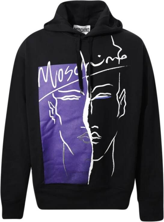 Moschino Zwarte hoodie met logo print Black Heren