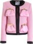 Moschino Luxe Wollen Blend Jas met Satijnen Zakken Pink Dames - Thumbnail 1