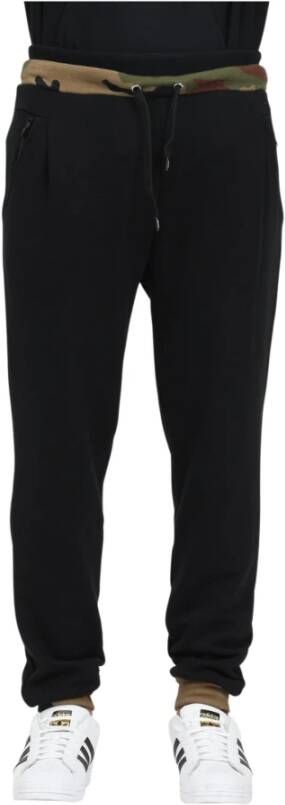 Moschino Camouflage Print Sweatpants met elastische tailleband en ritssluiting Black Heren