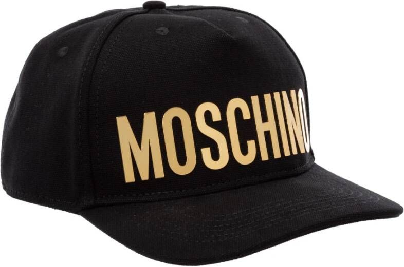 Moschino Zwarte Katoenen Baseballpet met Logo en Metalen Applicaties Black Heren