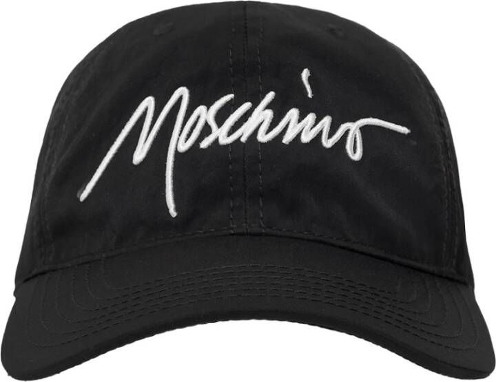 Moschino Zwarte Baseballpet met Logo Borduursel Black Heren