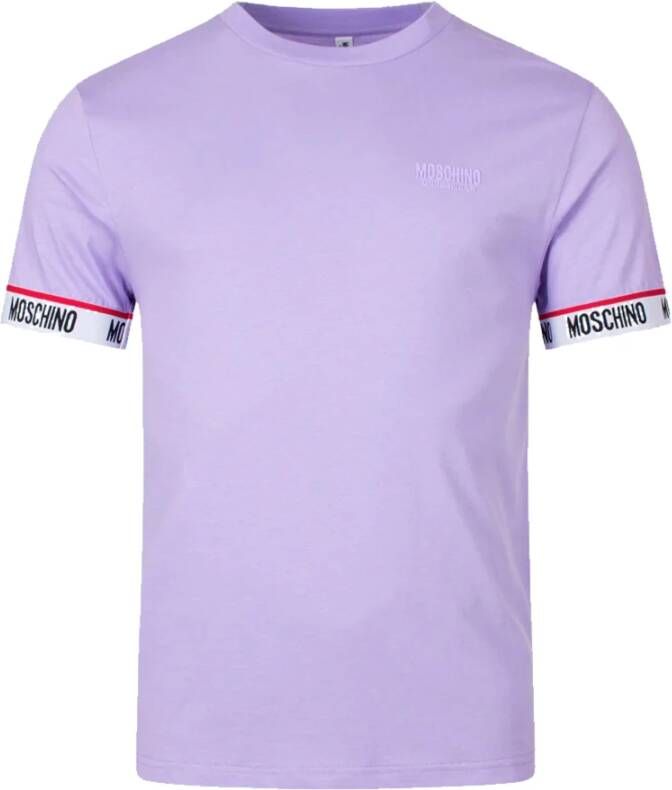 Moschino Katoenen Logo T-Shirt voor Heren Purple Heren