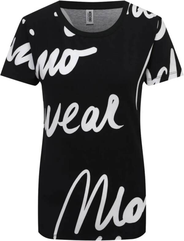 Moschino Katoenen T-Shirt met Handtekening Logo voor Heren Zwart Heren