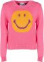 Moschino Speelse Roze Smile Katoenen Trui Pink Dames - Thumbnail 1