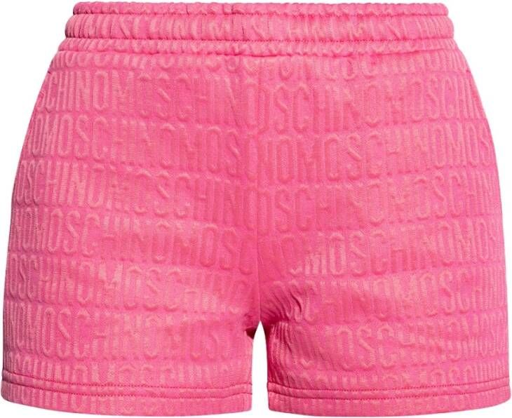 Moschino Korte Logo Grafische Shorts Pink Dames