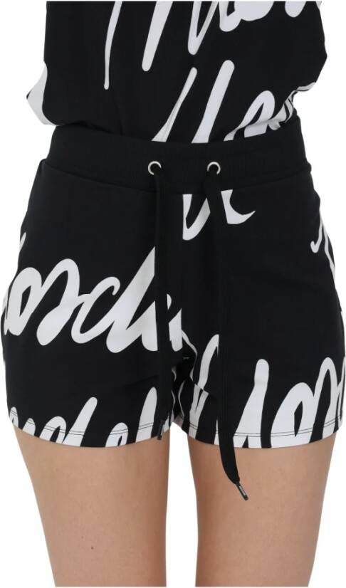 Moschino Korte shorts met elastische tailleband en maxi print Black Dames