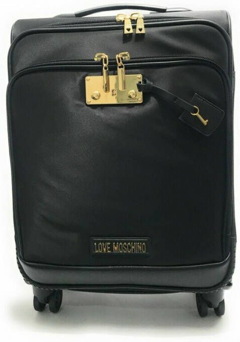 Moschino Nylon Trolley Love met Gouden Logo Black Unisex