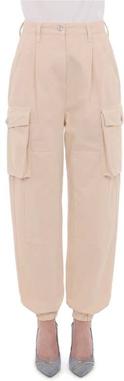 Moschino Leather Trousers Beige Dames
