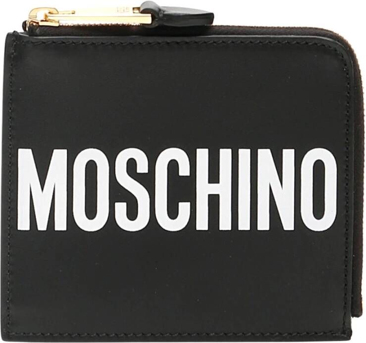 Moschino Lederen portemonnee met logo Zwart Dames