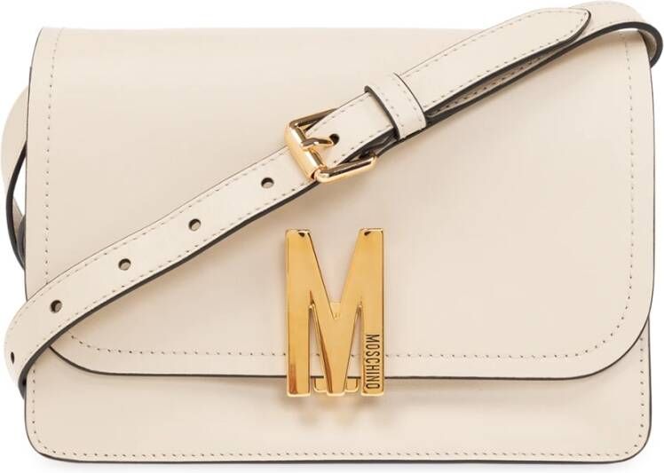 Moschino Leren schoudertas Beige Dames