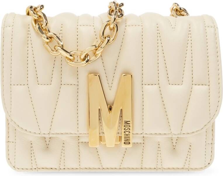 Moschino Leren schoudertas Beige Dames