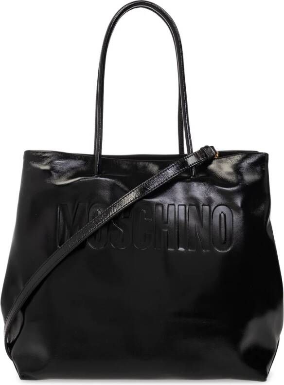Moschino Leren shopper tas Zwart Dames