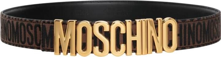 Moschino Verstelbare Logo Riem met Gespsluiting Brown Heren