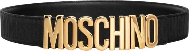 Moschino Verstelbare Logo Riem met Gespsluiting Black Dames