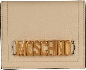 Moschino Logo plaque portemonnee Beige Dames