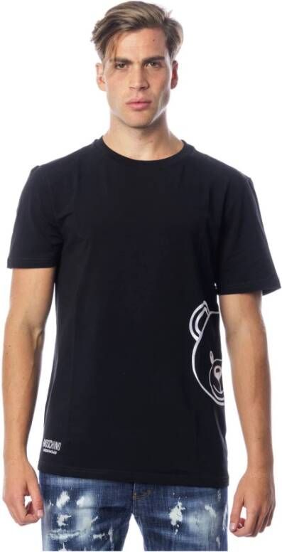 Moschino Geborduurd Teddy Katoenen T-Shirt Black Heren