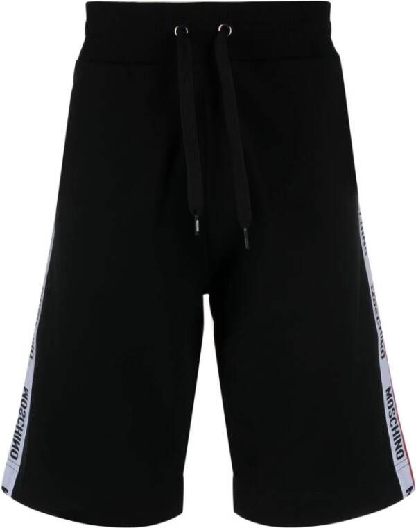 Moschino Zwarte Logo-Tape Shorts Black Heren