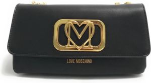 Love Moschino Zwarte schoudertas met metalen logoplaat Zwart Dames