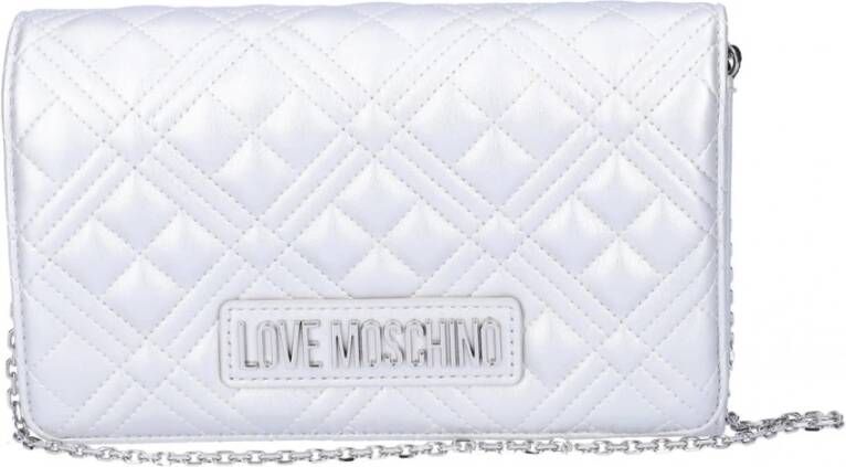 Moschino Love Gewatteerde Zilveren Schoudertas Grijs Dames