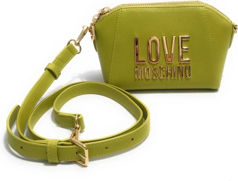 Love Moschino Gele Leren Tas met Verstelbare Schouderband Yellow Dames