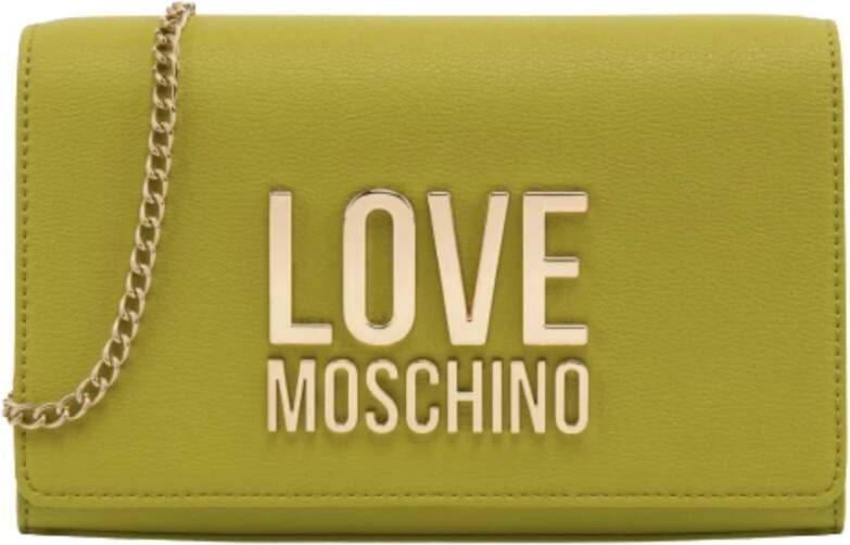 Love Moschino Limoengroene dames schoudertas met metalen logo Green Dames
