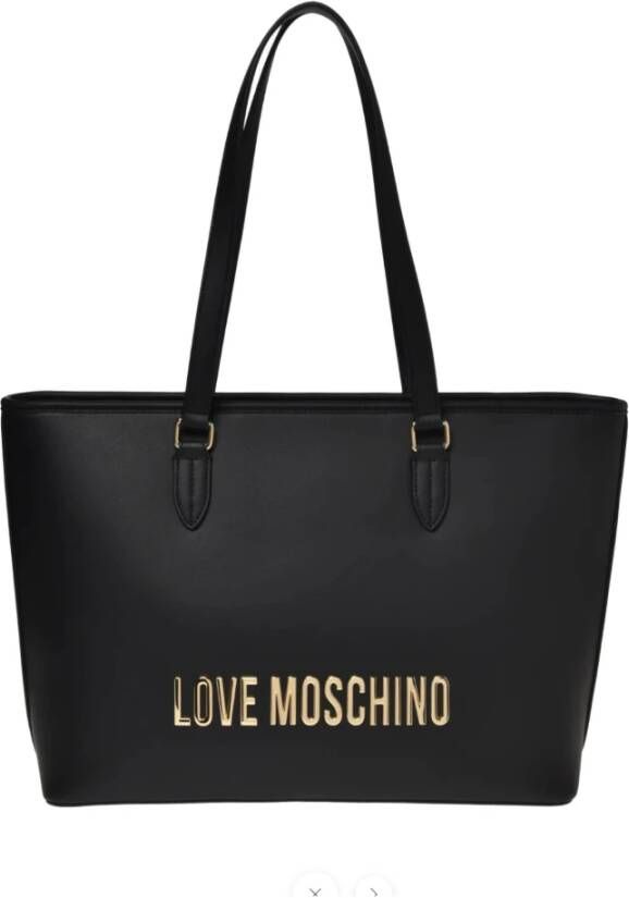 Moschino Love Shopping Zwarte Eco Leren Dames Tas Zwart Dames