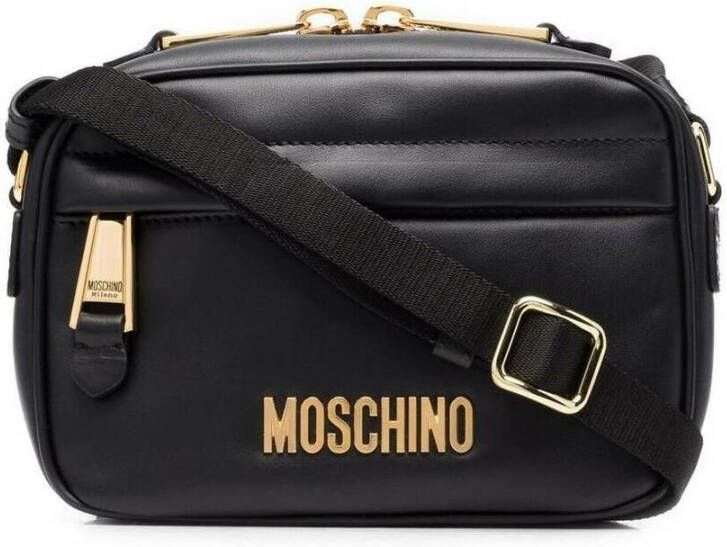 Moschino Metallic Letters Camera Bag Zwart
