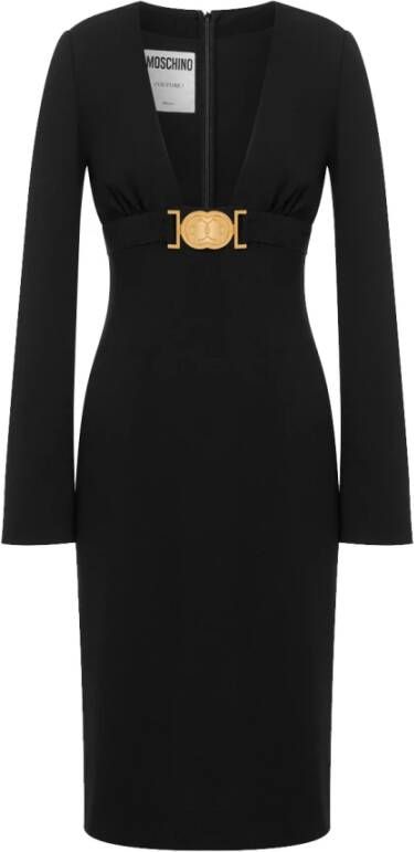 Moschino Elegante Zwarte Midi Jurk voor Vrouwen Black Dames