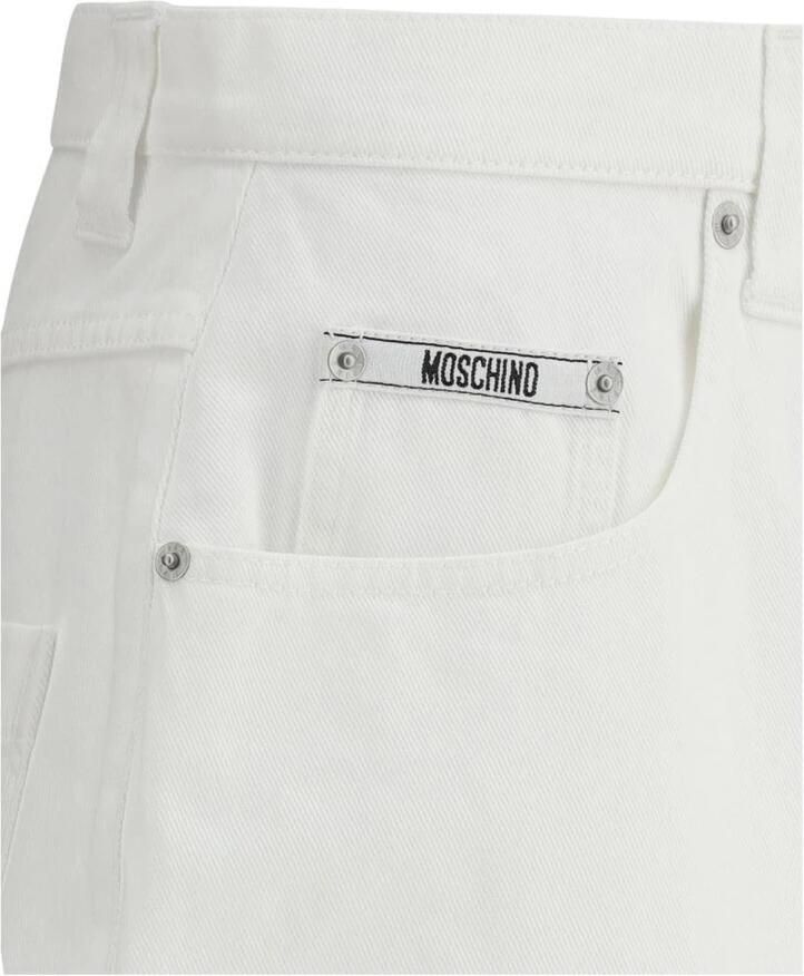 Moschino Baggy Denim Shorts met Vijf-Pocket Design White Heren
