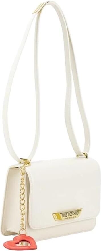 Love Moschino Ivoor Schoudertas met Rode Hart Bedel Beige Dames - Foto 3