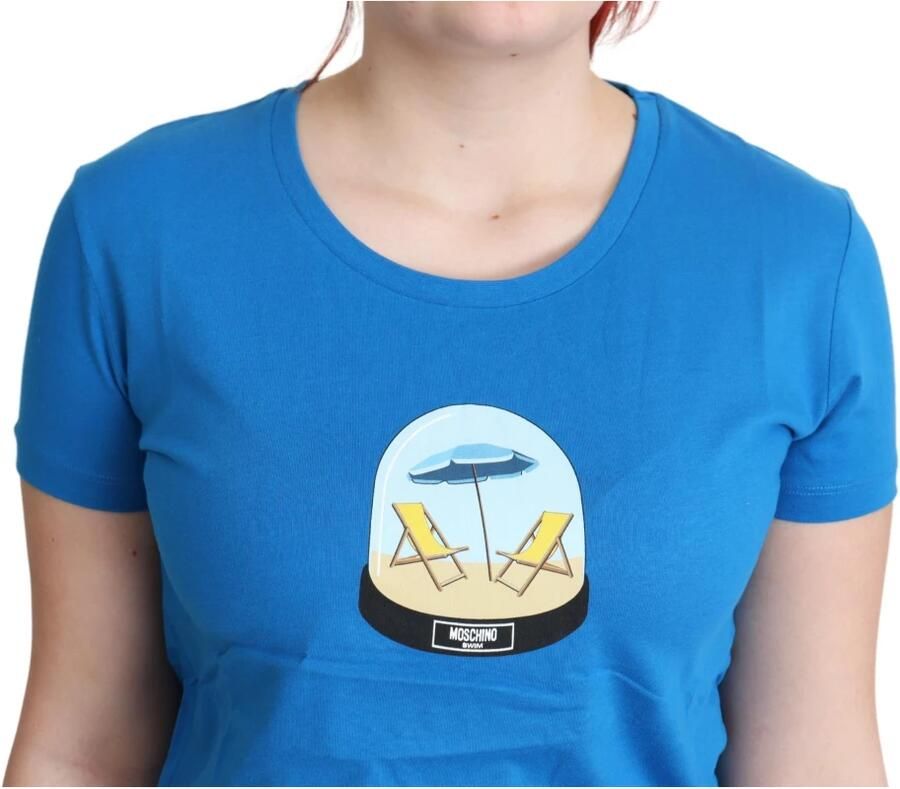 Moschino Overhemd Beach Scene Graphic Tee Korte Mouw Ronde Hals TShirt