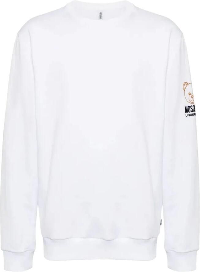 Moschino Hoodloze Sweatshirt Katoen Elastaan Samenstelling White Heren